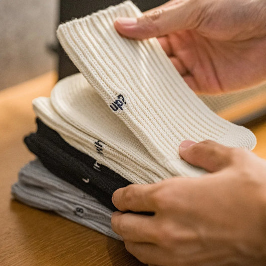 Calcetines transpirables de algodón bordados de media caña para hombre MADEN