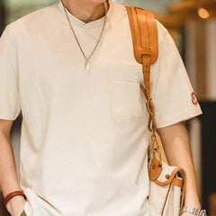 MADEN Schwere Baumwoll Baseballshirt mit Tasche