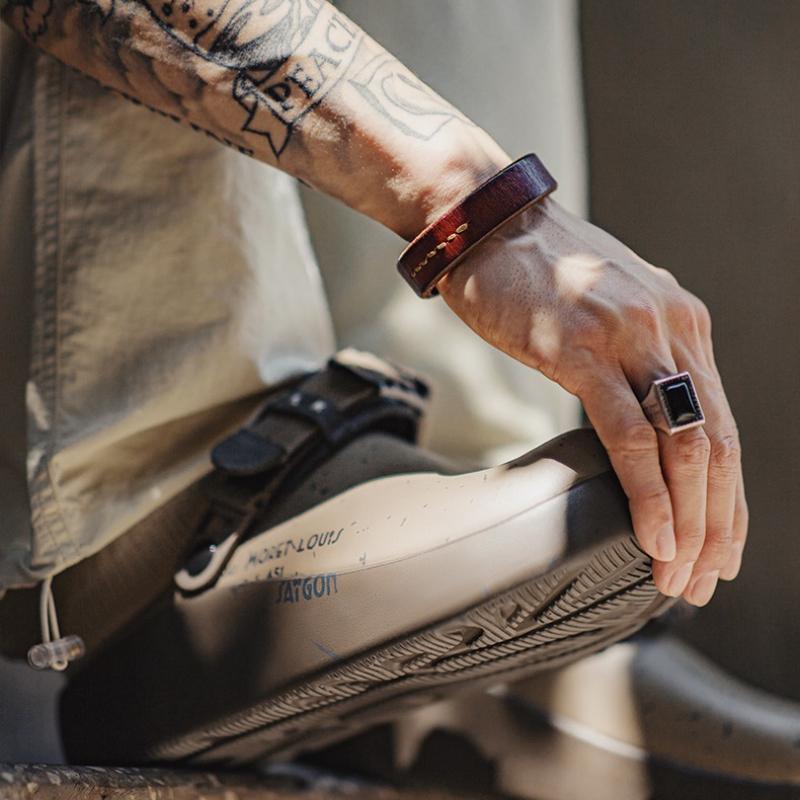Zuecos MADEN 'Zeppelin' | Sandalias informales para hombre al aire libre playa sandalias semicie rras con plataforma zapatos de verano que aumentan la altura