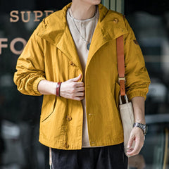 Áo khoác nhẹ có mũ vải nylon dệt nổi MADEN