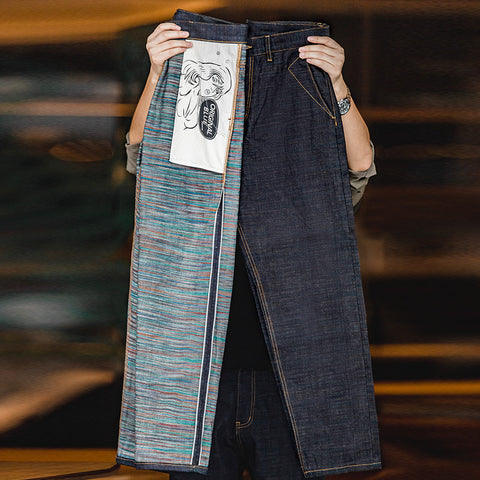 Jeans de mezclilla cruda de orillo de 13.5 oz para hombre MADEN – Corte recto, peso pesado, azul