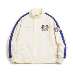 MADEN Colorblock Bestickte Retro Racing Jacke