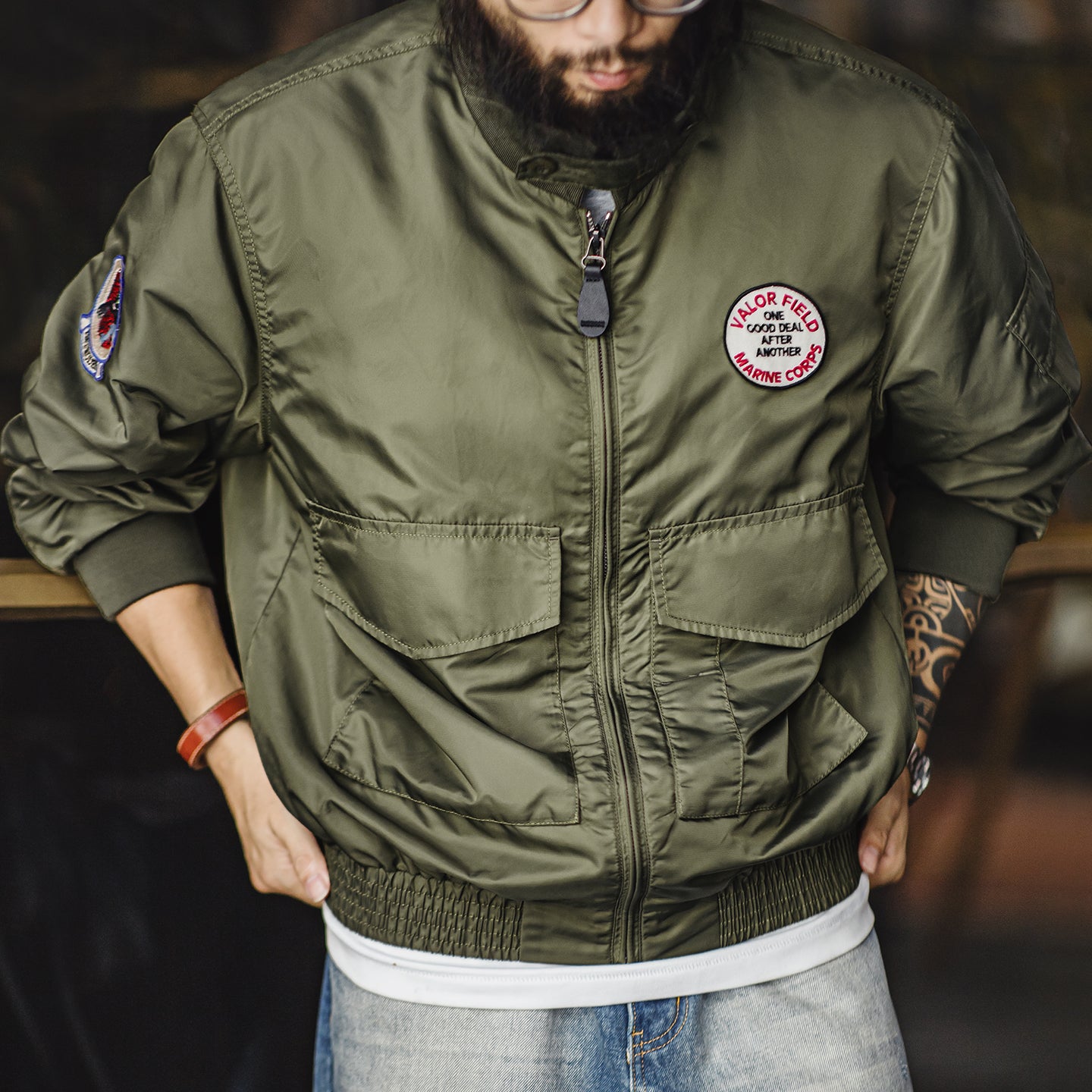 MADEN Armeegrüne Black Panther Jacke