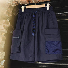 MADEN Techwear Cargo-Shorts für Herren, schnelltrocknend, Oversize, viele Taschen, Kordelzug, Outdoor-Funktion, Marineblau 