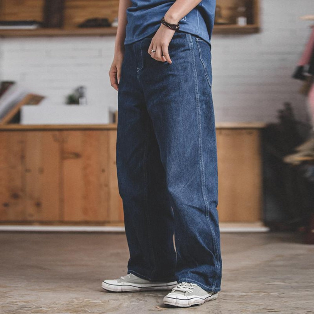 Jeans baggy de mezclilla selvedge de 11.5 oz para hombre MADEN