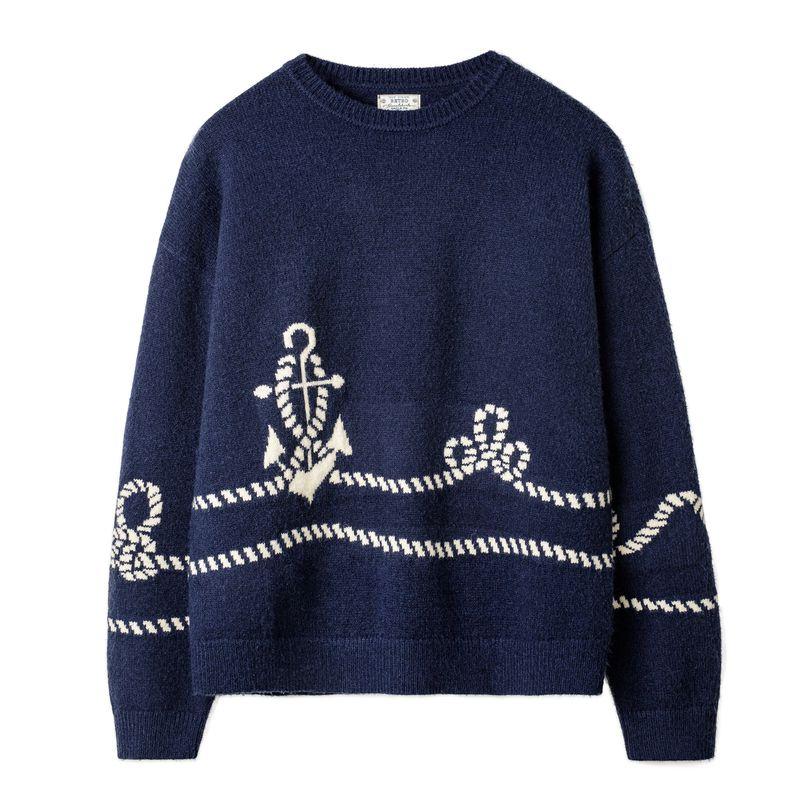 MADEN Herren Marineblauer Strickpullover