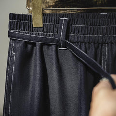 MADEN Herren Locker sitzende Kordelzug-Hose mit geradem Bein