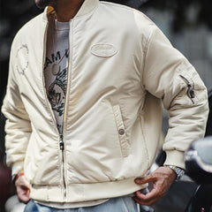 MADEN MA1 White Bomber Jacket
