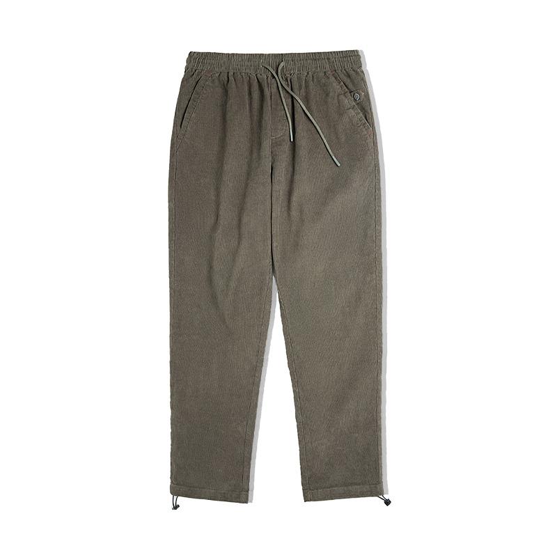 MADEN Men's Elastic Waist Corduroy Straight-Leg Trousers