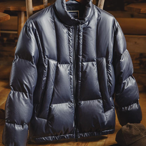 MADEN Men's Casual Down Jacket Small Plaid Stand-Up Collar Warm Jacket with 90% White Duck Down Cold Outwear for Autumn Winter TW2401415