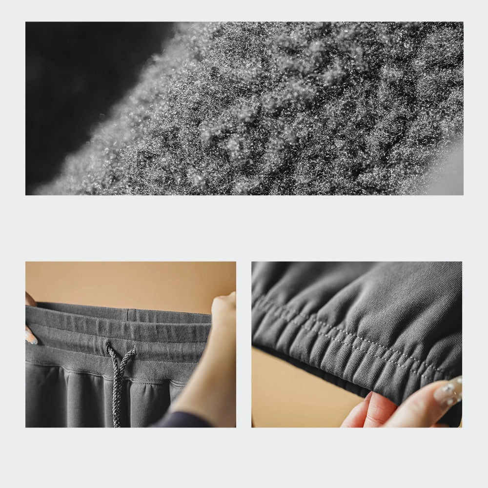Pantalon de jogging chaud et confortable en polaire épaisse MADEN pour femme, taille haute, gris foncé. 