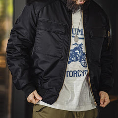 MADEN Herren Klassische Flieger Nylon MA-1 Bomberjacke