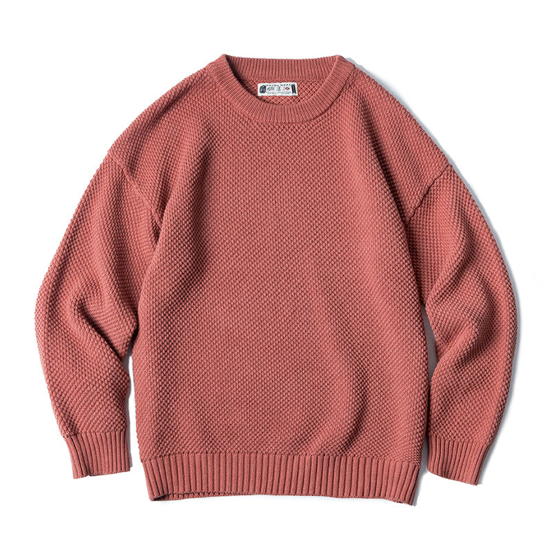 MADEN Men’s Retro Pineapple Knit Sweater – Thick Comfy Pullover