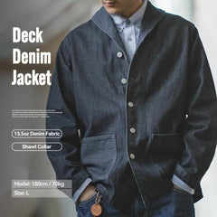 MADEN Men's 13.5oz Selvedge Denim Lapel Deck Jacket