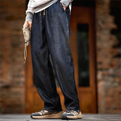 Quần Jean Túi Lệch MADEN | Cảm Giác Mát Mẻ Quần Jean Denim Giặt Rũ Rộng Thoải Mái Cắt Thẳng Thiết Kế Xếp Ly Đôi Màu Xanh Nguyên Bản [COD]