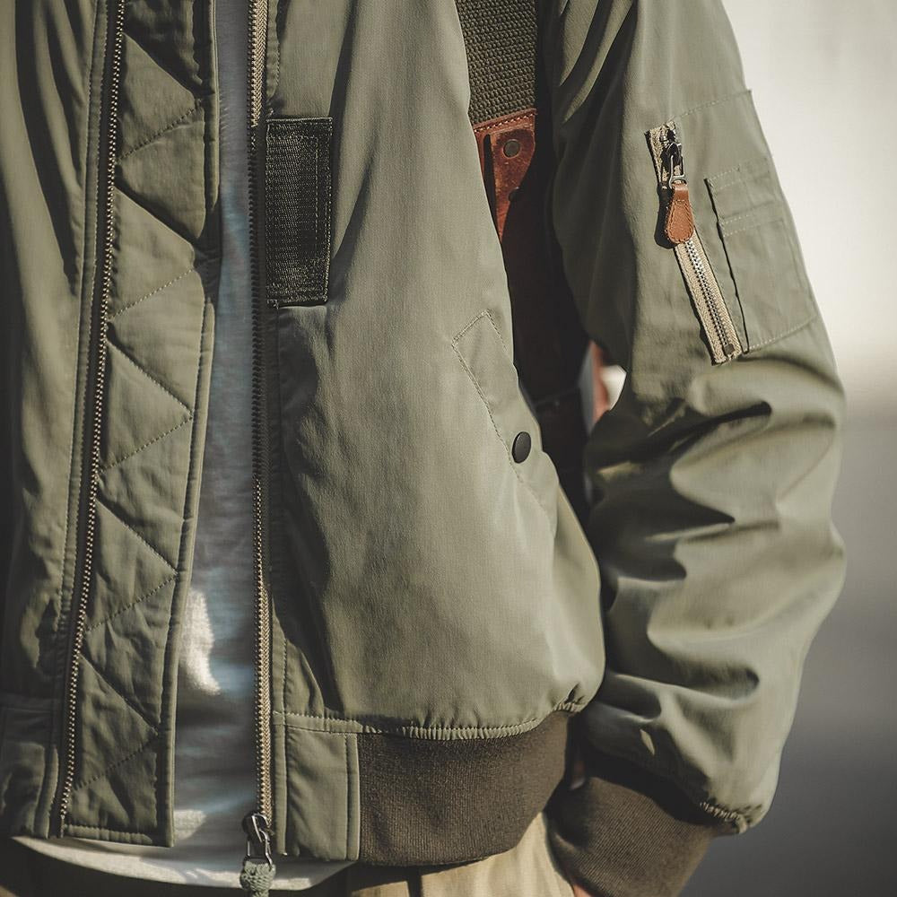 MADEN Retro MA1 Bomber Jacket – Thickened Baseball Flight Coat with Inner Pocket for Men