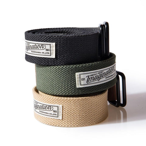 마덴 레트로 나일론 캔버스 벨트 – 더블 링 버클 짠 허리 벨트 아메카지 스타일