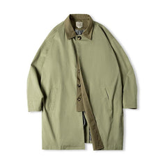 MADEN Herren Schwerer Baumwoll Balmacaan Trenchcoat