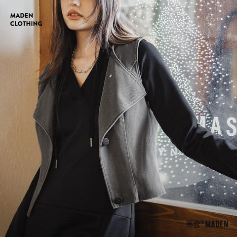 MADEN Damenweste in Grau im Deconstructed-Stil 