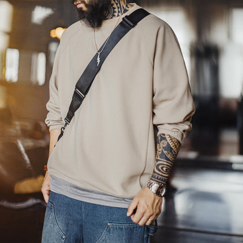 MADEN Retro Sweatshirt Heavyweight Long Sleeve for Fall