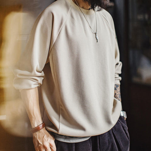 MADEN Retro Sweatshirt Heavyweight Long Sleeve for Fall