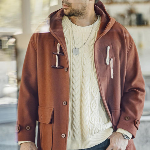 Maden Kapuzenmantel mit Dufflecoat, Unisex, warme Duffle-Jacke 