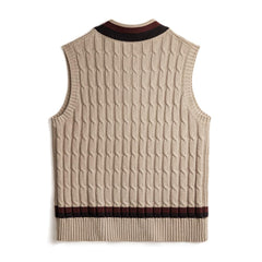 Suéteres vintage con cuello en V para hombre - Chalecos tejidos preppy Maden