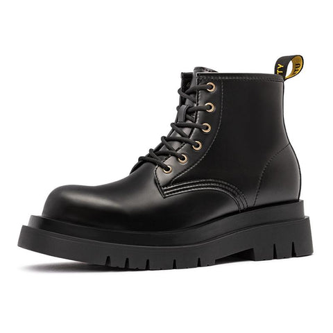 MADEN Herren-Lederstiefel im klassischen Stil – Britische mittelhohe Schnürstiefel für Motorradfahrer