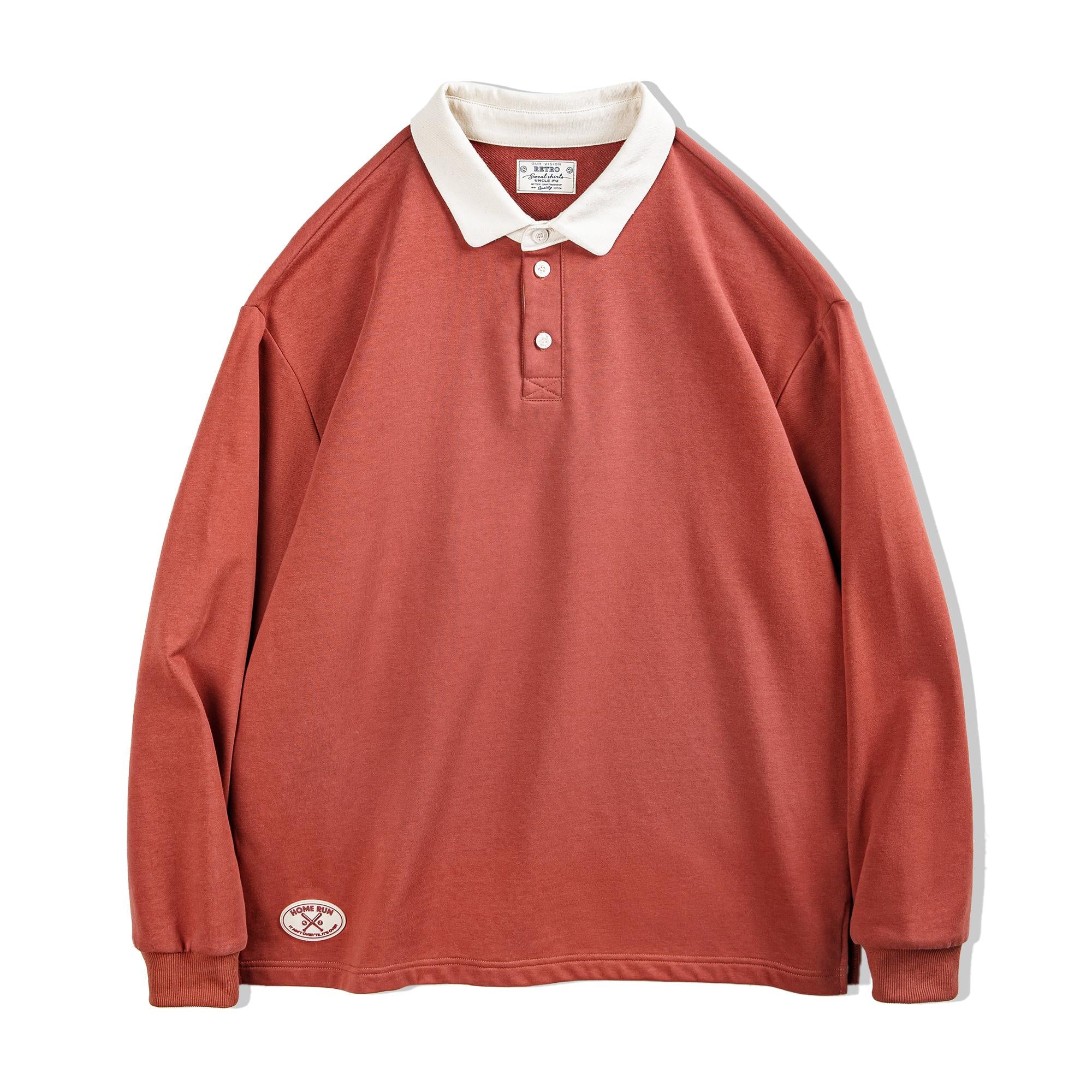 Polo rétro à manches longues en maille MADEN - Style preppy 