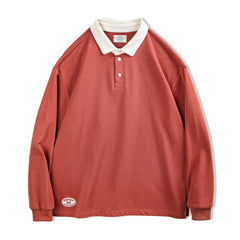 MADEN Retro Strick Langarm Polohemd