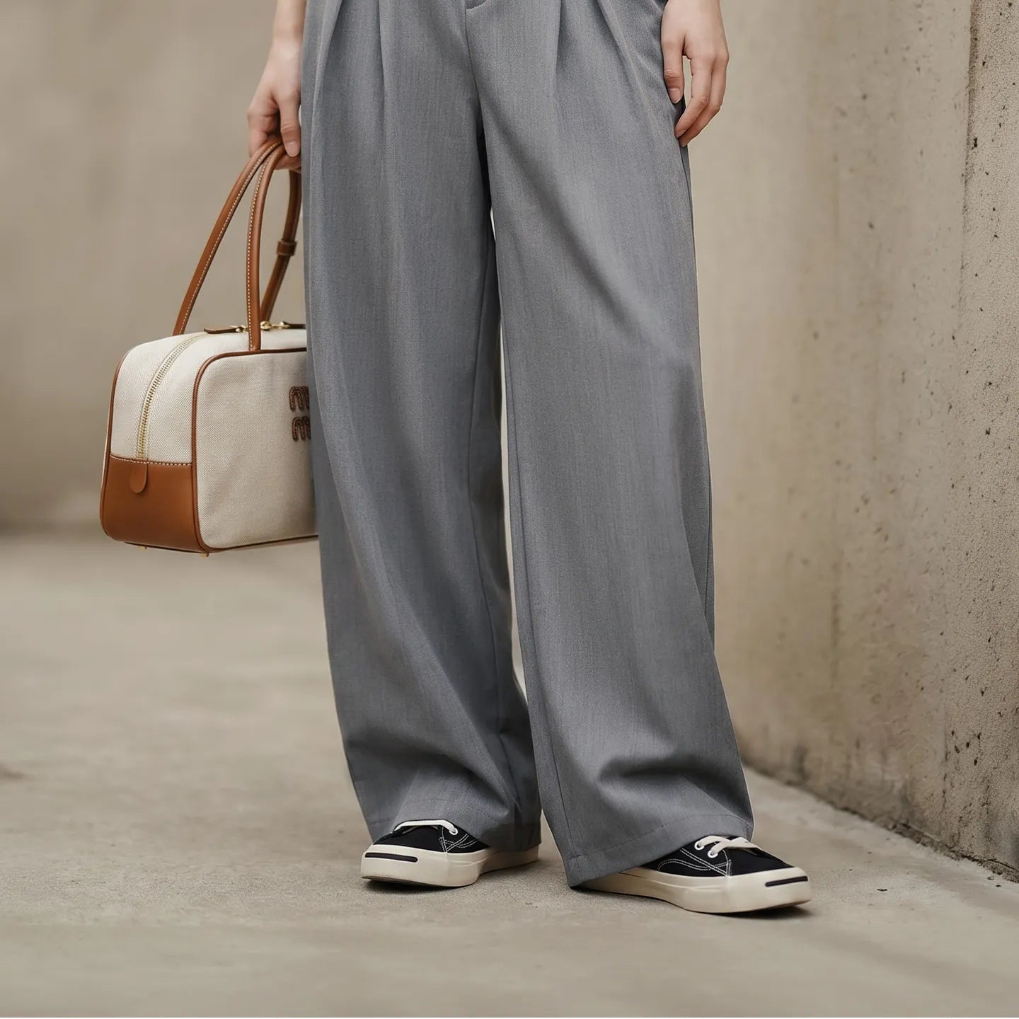 MADEN Women's High-Waist Straight-Leg Trousers