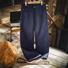 MADEN Herren 15,6oz Selvedge Raw Denim Gerade Jeans