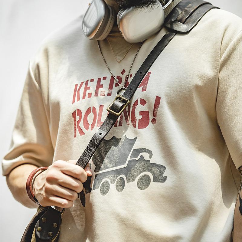 Áo thun cotton nặng in chữ graffiti MADEN