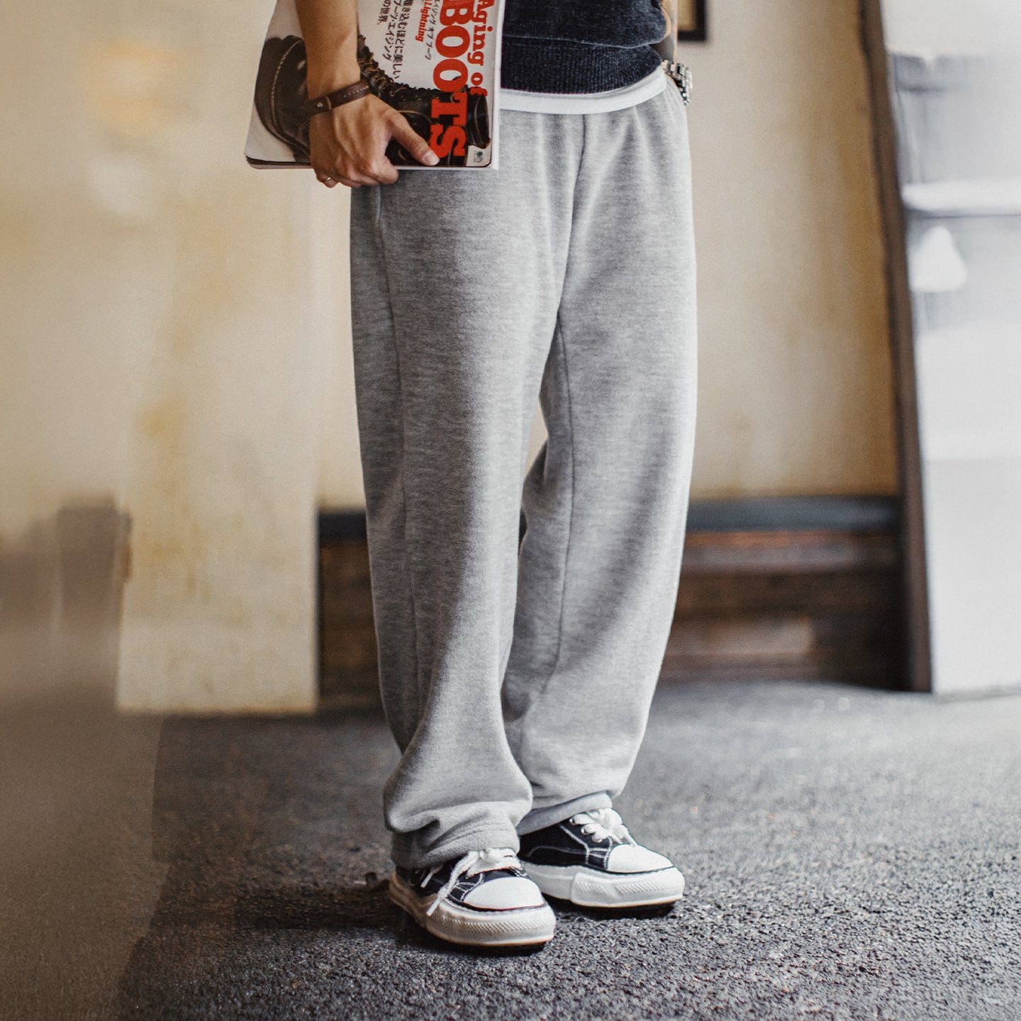 Pantalones de forro polar gris para hombre MADEN – Pantalones de invierno gruesos de pierna recta con cordón ajustable