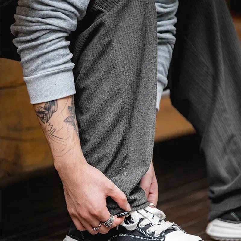 MADEN Vintage Strick-Samt Jogginghose mit weitem Bein