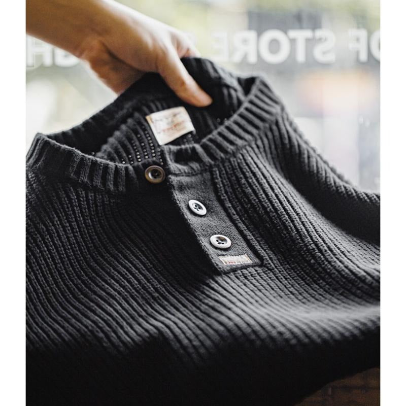 Henley de algodón pesado con rayas verticales para hombre MADEN