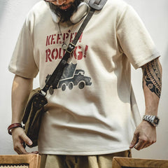 Áo thun cotton nặng in chữ graffiti MADEN