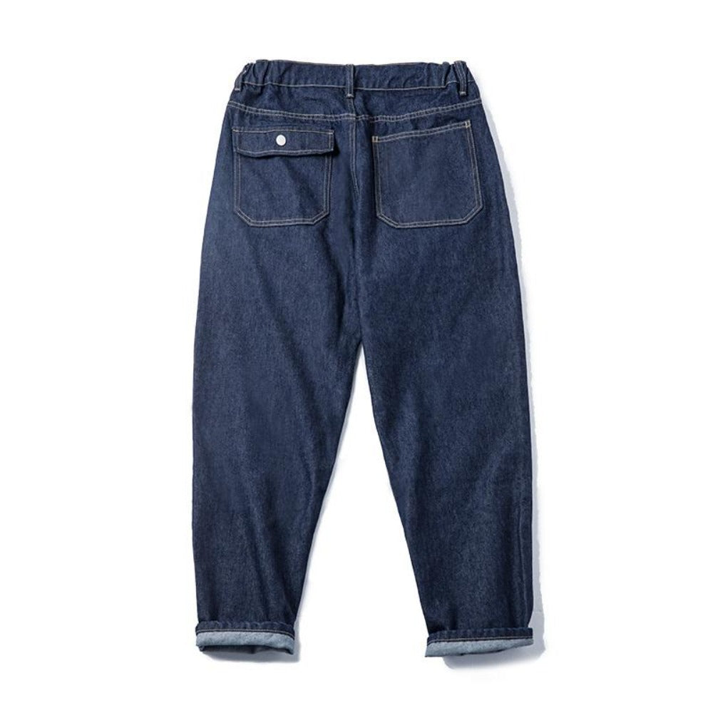 마덴 테이퍼드 청바지 – 루즈 핏 12.8oz 세탁된 데님 배기 캐주얼 바지 남성용