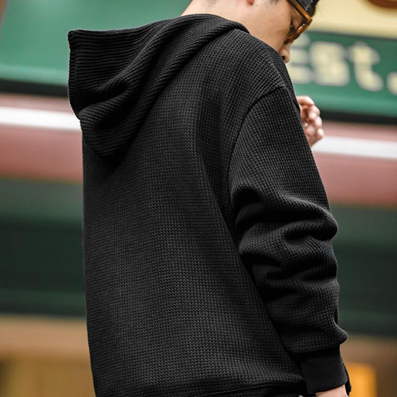 MADEN Schwerer Waffelstrick Kapuzenpullover Sweatshirt