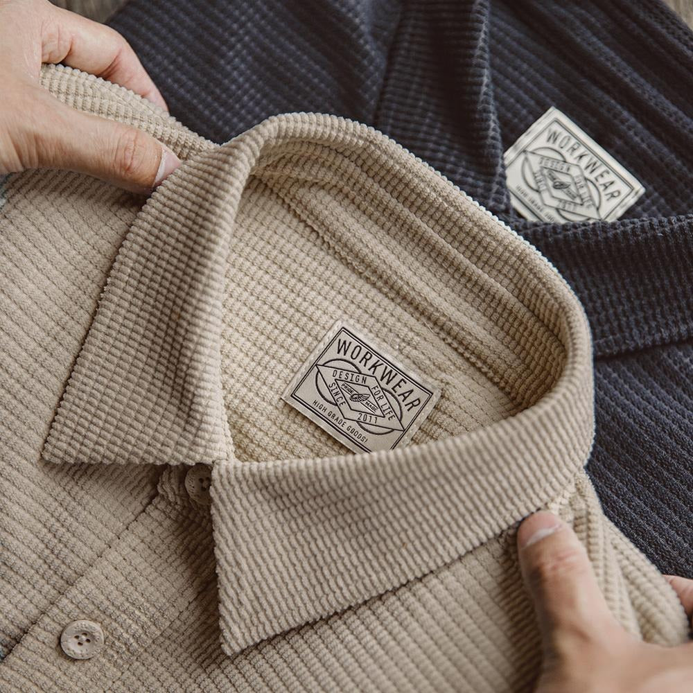 MADEN Herren Retro Corngrain Kariertes Button-Down Hemd