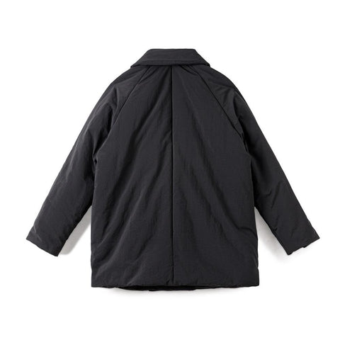 MADEN Damen-Steppmantel, locker geschnitten, einfarbig, warm, Winter, bequem, vielseitig, dicker Reverskragen, Basic, schwarz 