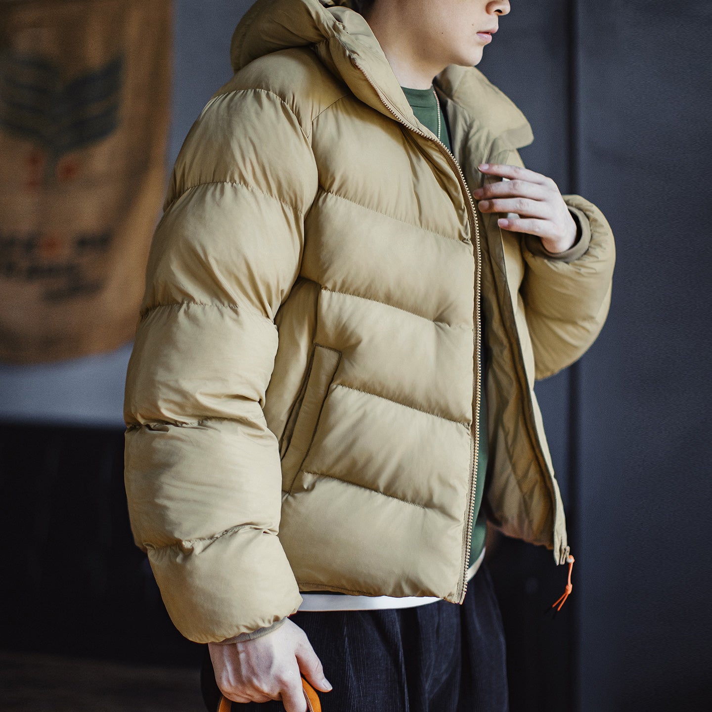 MADEN Herren Steppjacke aus schwerem Material mit Kapuze