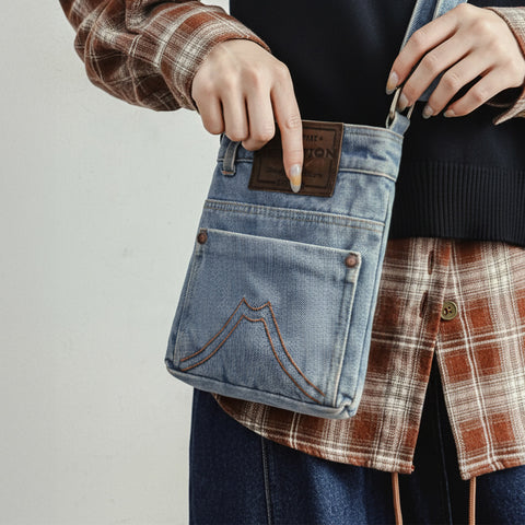 MADEN Retro Denim Mini Crossbody Bag