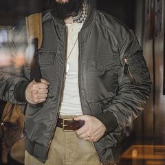 MADEN Herren Klassische Flieger Nylon MA-1 Bomberjacke