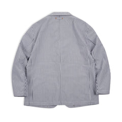MADEN Herren gestreifter Seersucker Freizeit-Blazer Sakko