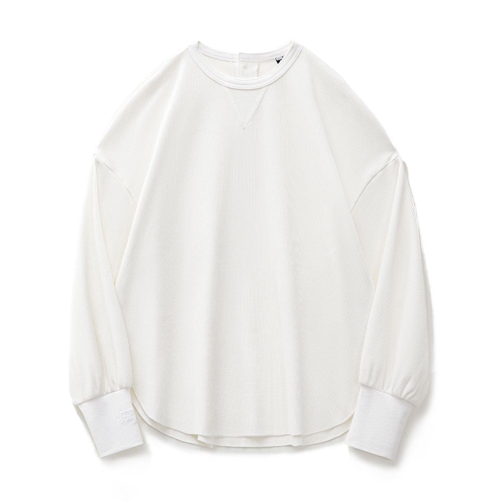 MADEN Damen-Pullover in Weiß mit Waffelstruktur, Oversize-Schnitt 