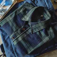 MADEN Herren Retro Karohemd - 100% Baumwolle