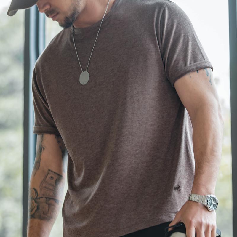 T-shirt MADEN décontracté et respirant à manches courtes pour homme, col rond, coupe ample et légère, idéal pour l'été. 