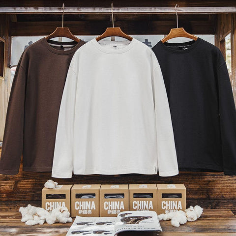 MADEN 305gsm Heavyweight Long-Sleeve Tee – 100% Cotton, Skin-Friendly