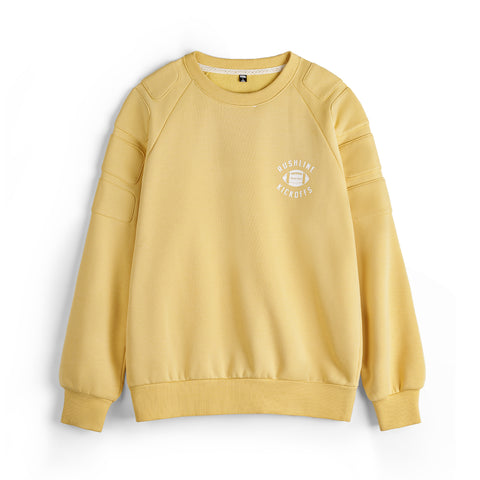 Sudadera MADEN de cuello redondo color oliva con forro de vellón